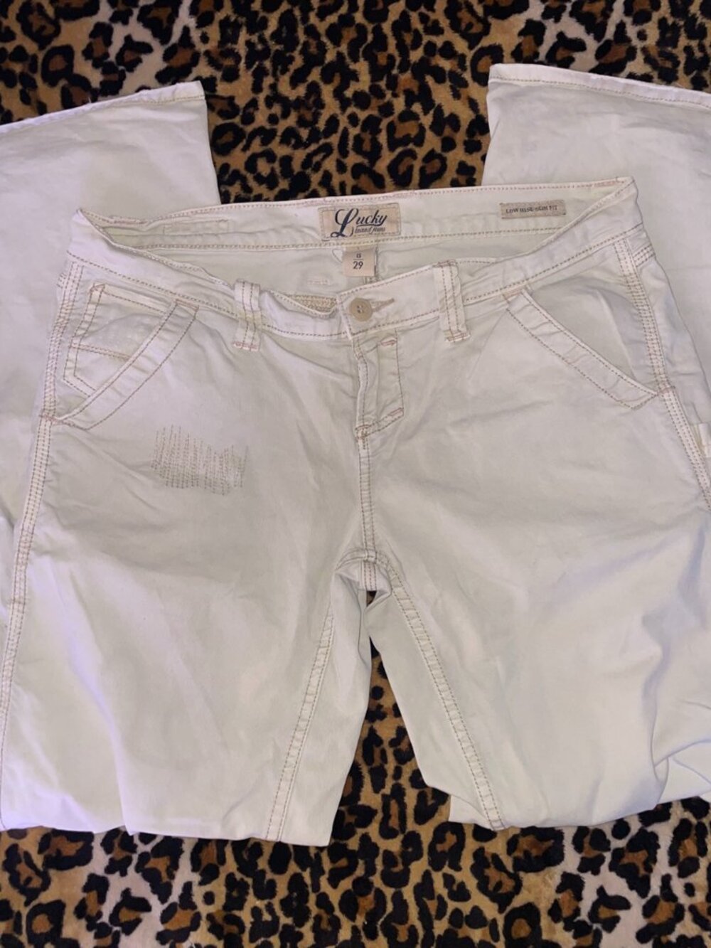 Vintage Lucky Brand Low Rise Cargo Pants in an Off-White/Cream Color